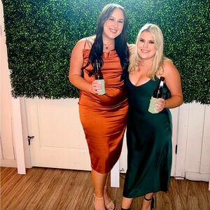 Gianni Binni Satin Midi Dress in Green